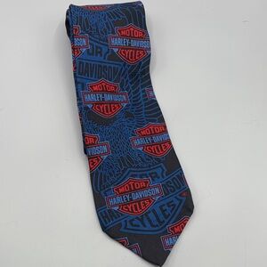 Harley-Davidson Black Tie with Red and Blue Logos